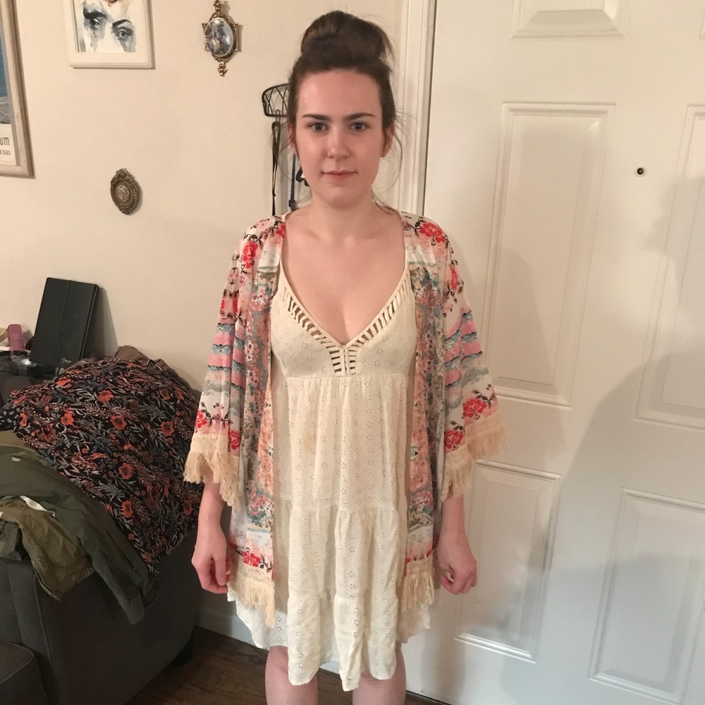 Silk-like kimono style cardigan